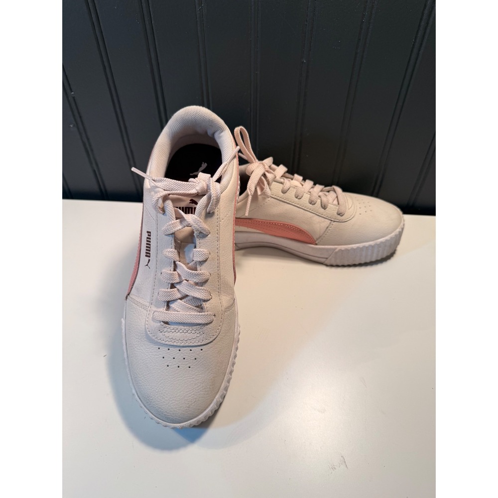 Puma Carina Womens Sneakers Cream Salmon Pink Platform Shoes 370325-05 Size 8